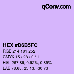 カラーコード: HEX #D6B5FC | qconv.com