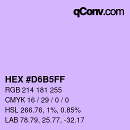 カラーコード: HEX #D6B5FF | qconv.com