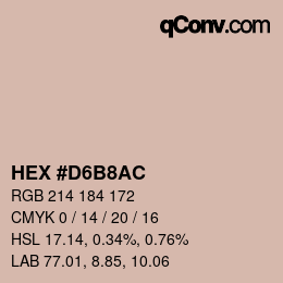 Color code: HEX #D6B8AC | qconv.com
