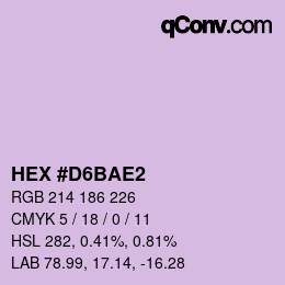 カラーコード: HEX #D6BAE2 | qconv.com