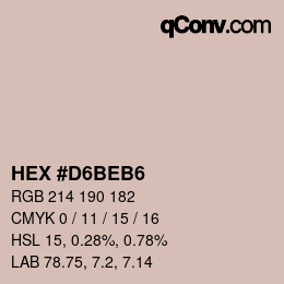 カラーコード: HEX #D6BEB6 | qconv.com