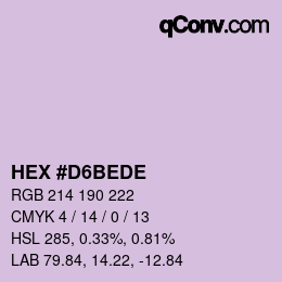 Color code: HEX #D6BEDE | qconv.com