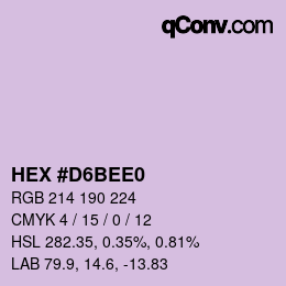 Color code: HEX #D6BEE0 | qconv.com