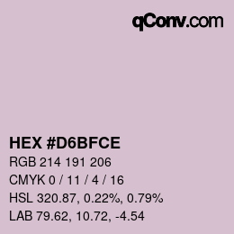 Color code: HEX #D6BFCE | qconv.com