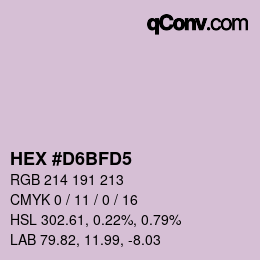 カラーコード: HEX #D6BFD5 | qconv.com
