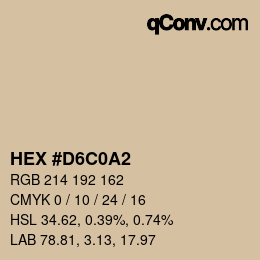 Color code: HEX #D6C0A2 | qconv.com