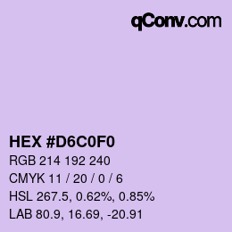 カラーコード: HEX #D6C0F0 | qconv.com
