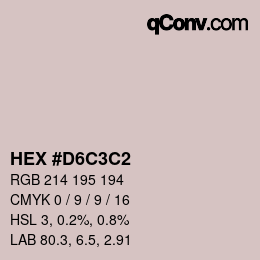 カラーコード: HEX #D6C3C2 | qconv.com