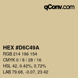 Code couleur: HEX #D6C49A | qconv.com