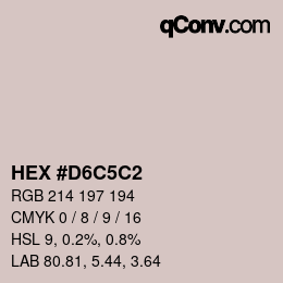 カラーコード: HEX #D6C5C2 | qconv.com