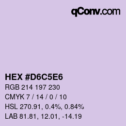 カラーコード: HEX #D6C5E6 | qconv.com