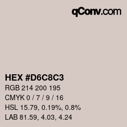 カラーコード: HEX #D6C8C3 | qconv.com