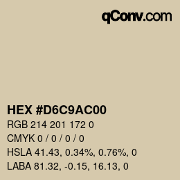 Color code: HEX #D6C9AC00 | qconv.com