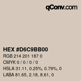 Color code: HEX #D6C9BB00 | qconv.com