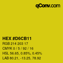 颜色代码: HEX #D6CB11 | qconv.com