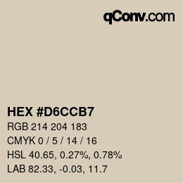 カラーコード: HEX #D6CCB7 | qconv.com