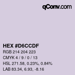 Color code: HEX #D6CCDF | qconv.com