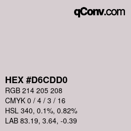 カラーコード: HEX #D6CDD0 | qconv.com