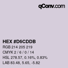 颜色代码: HEX #D6CDDB | qconv.com