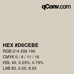 カラーコード: HEX #D6CEBE | qconv.com