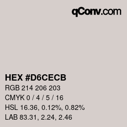 Color code: HEX #D6CECB | qconv.com