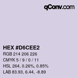 Color code: HEX #D6CEE2 | qconv.com