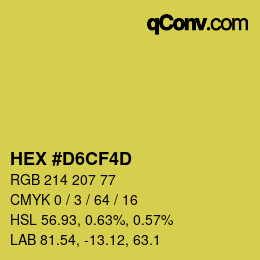 Color code: HEX #D6CF4D | qconv.com