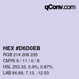 Farbcode: HEX #D6D0EB | qconv.com