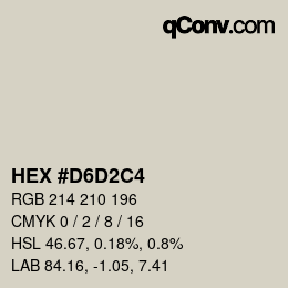 カラーコード: HEX #D6D2C4 | qconv.com