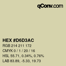 Color code: HEX #D6D3AC | qconv.com