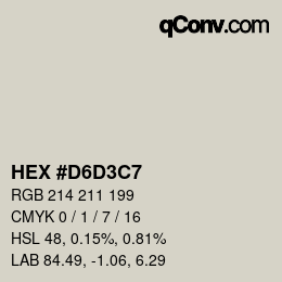 Color code: HEX #D6D3C7 | qconv.com