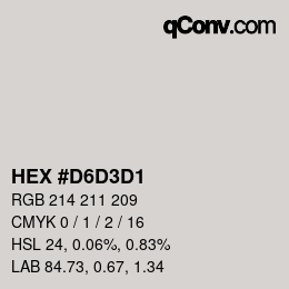 Code couleur: HEX #D6D3D1 | qconv.com