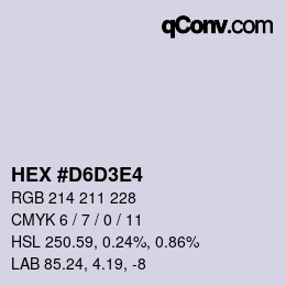 Color code: HEX #D6D3E4 | qconv.com