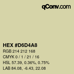 Color code: HEX #D6D4A8 | qconv.com