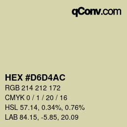 Color code: HEX #D6D4AC | qconv.com