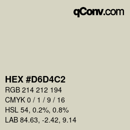 颜色代码: HEX #D6D4C2 | qconv.com