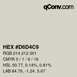 颜色代码: HEX #D6D4C9 | qconv.com