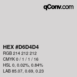 颜色代码: HEX #D6D4D4 | qconv.com