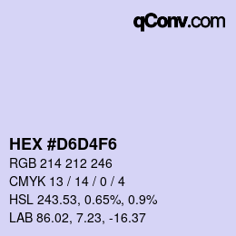 カラーコード: HEX #D6D4F6 | qconv.com