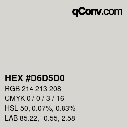 Color code: HEX #D6D5D0 | qconv.com