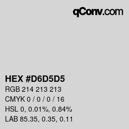 カラーコード: HEX #D6D5D5 | qconv.com