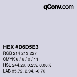 Color code: HEX #D6D5E3 | qconv.com