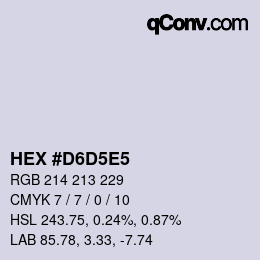 カラーコード: HEX #D6D5E5 | qconv.com