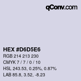 カラーコード: HEX #D6D5E6 | qconv.com