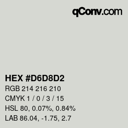 Color code: HEX #D6D8D2 | qconv.com