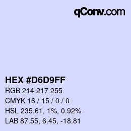 Code couleur: HEX #D6D9FF | qconv.com