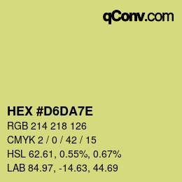 Color code: HEX #D6DA7E | qconv.com