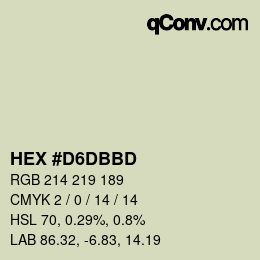 Color code: HEX #D6DBBD | qconv.com