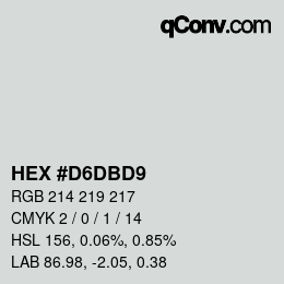 カラーコード: HEX #D6DBD9 | qconv.com