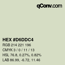 Color code: HEX #D6DDC4 | qconv.com